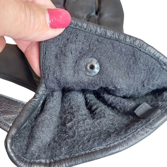 3M Thinsulate Black Leather Fleece Lined Sports Gloves Elasticized Snap Closure - Picture 6 of 16